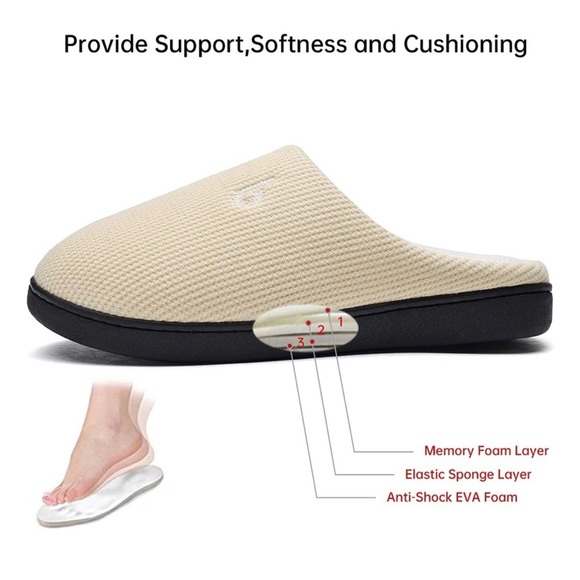 New Women’s Memory Foam House Slippers Beige​ - Picture 4 of 7